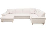 Wohnlandschaft OTTO HOME "Eggery 352 x 214 cm, auch mit Schlaffunktion & Bettkasten, Holzfüße", creme, B:352cm H:81cm T:214cm, 100% Polyester, Sofas, Wohnlandschaft, Kopfteile verstellbar, U-Form, aus pflegeleichtem Luxus-Microfaser