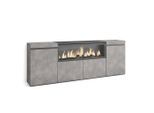 Skraut Home Sideboard,, Grau, Schwarz, Mehrfarbig, Holzwerkstoff, Rechteckig,Rechteckig, 208x75x35 cm, Wohnzimmer, Kommoden & Sideboards, Sideboards