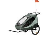Fahrradkinderanhänger HAUCK "2in1 Bike Trailer und Buggy Dryk Duo Plus, dark green", Kinder, grün (dunkelgrün), Fahrradanhänger, für 2 Kinder; inklusive Deichsel