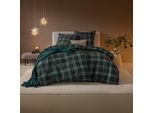 Bettwäsche ESTELLA "Harry", grün (580, tanne), B/L: 155cm x 220cm, 1 Stk., 1 Stk., Flanell, B/L: 80cm x 80cm, 2, Flanell, Bezug: 100% Baumwolle, Bettwäsche, Bettwäsche