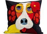 Dekokissen KARE DESIGN "Make Up Dog, Kissenhülle mit Füllung, 45x45 cm", mehrfarbig, gemustert, B:45cm H:20cm L:45cm, Baumwolle, Polyester, Wolle, Dekokissen_Sitzkissen_Kissenhüllen, stützt Kopf und Nacken angenehm und sorgt für erholsamen Schlaf