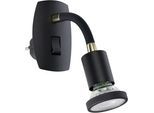 EGLO Steckdosenleuchte "PARRINI Steckerlampe - Stahl, Kunststoff - GU10 - 1X4,5W - IP20", schwarz, messing, 1, H: 10cm, 1 Stk., Leuchten, Steckdosenspot, Steckdosenstrahler, Schalfzimmerleuchte, L7xH10xAL18cm