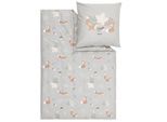 Bettwäsche S.OLIVER JUNIOR "Satinbettwäsche s.Oliver Junior", sand, mehrfarbig, B/L: 135cm x 200cm, 1 Stk., 1 Stk., Mako-Satin, B/L: 80cm x 80cm, 2, Mako-Satin, Obermaterial: 100% Baumwolle, Bettwäsche, Bettwäsche, mit liebevollem Waldmotiv