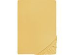 Spannbettlaken BIBERNA "THEA Baumwoll-Jersey mit Elasthan, 160 g/m²", gelb, 1 Stk., Jersey-Elasthan, 120-130x200-220 25cm, Jersey-Elasthan, Obermaterial: 97% Baumwolle, 3% Elasthan, Bettlaken, Spannbettlaken, Bettlaken für Matratzen bis 25 cm Höhe, pflegeleicht, bügelfrei