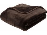 Wohndecke GÖZZE "Premium Cashmere Feeling", braun (dunkelbraun), B:220cm L:240cm, Polyester, Wohndecken, Wohndecke, mit premium Cashmere Feeling, Kuscheldecke