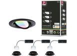 PAULMANN LED Einbauleuchte "LED Einbauleuchte Nova Coin rund 84mm 50", schwarz, 3, Ø 8,4cm, 3 Stk., Leuchten, Memoryfunktion, Farbwechsler, Farbsteuerung, Dimmer, Smart Home