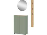 Germania , Grün, Eichefarben , Metall, Glas, Holzwerkstoff , 104x200x33 cm ,