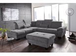 Ecksofa OTTO HOME "Cornwall L-Form", grau, B:283cm H:84cm T:253cm, Struktur fein (100% Polyester);Luxus-Microfaser weich (90% Polyester, 10% Polyamid), Sofas, Ecksofa, mit Sitztiefenverstellung, Schlaffunktion & Kopfteilverstellung