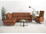 Ecksofa SIT & MORE "Grenoble L-Form mit Federkern", braun (cognac), B:247cm H:85cm T:222cm, Sofas, Ecksofa, wahlweise mit Schlaffunktion, Bettkasten, Arm- und Kopfteilverstellung