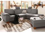 Ecksofa OTTO HOME "Husum L-Form", grau, B:269cm H:90cm T:219cm, Luxus-Microfaser mit Druck (100% Polyester);Luxus-Microfaser in Lederoptik (100% Polyester);Luxus-Microfaser ALTARA NUBUCK (100% Polyester), Sofas, Ecksofa, mit Sitztiefenverstellung, Federkern-Polsterung und Kontrastnaht