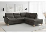 Ecksofa SIT & MORE "Pamela L-Form, Leder, B: 218 cm", grau (anthrazit), B:218cm H:90cm T:212cm, Sofas, Ecksofa, optional Armteilverstellung, Schlaffunktion & Bettkasten