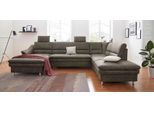 Wohnlandschaft SIT & MORE "Cardoso U-Form", grau (taupe), B:324cm H:90cm T:90cm, Luxus-Microfaser 1 (100% Polyester);Luxus-Microfaser 2 (100% Polyester);Luxus-Microfaser ALTARA NUBUCK (100% Polyester), Sofas, Wohnlandschaft, mit Federkern und Kopfstützen, mit Schlaffunktion und Relaxfunktion