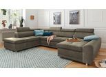 Wohnlandschaft SIT & MORE "Riva U-Form", grau (taupe), B:337cm H:92cm T:95cm, Struktur (100% Polyester);Flachgewebe (100% Polyester);Luxus-Microfaser (100% Polyester), Sofas, Wohnlandschaft, wahlweise mit Schlaffunktion