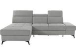 Ecksofa OTTO HOME "Cardiz L-Form", grau (hellgrau), B:246cm H:83cm T:173cm, Webstoff (100% Polyester);Luxus-Microfaser Paris (90% Polyester/10% Polyamid);Struktur fein (100% Polyester);Samtoptik (100% Polyester), Sofas, Ecksofa, inkl.Kopfteilverstellung und Federkern wahlweise mit Schlaffunktion