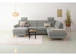 Wohnlandschaft OTTO HOME "Westerland U-Form", grau (hellgrau), B:303cm H:90cm T:213cm, 100% Polyester, Sofas, Wohnlandschaft, Federkern, wahlweise Schlaffunktion, Stauraum und Armlehn-Verstellung