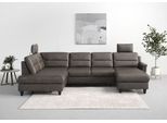 Wohnlandschaft SIT & MORE "Farö U-Form", braun, B:325cm H:90cm T:187cm, Sofas, Wohnlandschaft, inklusive Federkern, wahlweise mit Schlaffunktion und Bettkasten