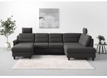 Wohnlandschaft SIT & MORE "Farö U-Form", grau (fango), B:325cm H:90cm T:187cm, Sofas, Wohnlandschaft, inklusive Federkern, wahlweise mit Schlaffunktion und Bettkasten