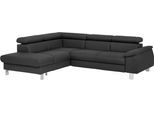 Ecksofa COTTA "Komaris L-Form, B: 249 cm", schwarz, B:249cm H:72cm T:100cm, Microfaser PRIMABELLE (100% Polyester);Kunstleder SOFTLUX;Feinstruktur (100% Polyester);Kunstleder SOFTLUX/Struktur (100% Polyester);NaturLEDER, Sofas, Ecksofa, mit Kopfteilverstellung, optional Schlaffunktion, Bettkasten & Licht