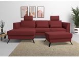 Ecksofa SIT & MORE "Olsen L-Form", rot (bordeaux), B:261cm H:88cm T:172cm, 100% Polyester, Sofas, Ecksofa, inklusive Sitztiefenverstellung, optional Schlaffunktion, 15cm hoch