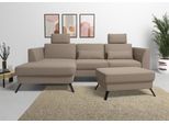 Ecksofa SIT & MORE "Olsen L-Form", grau (taupe), B:261cm H:88cm T:172cm, 98% Polyester 2%Polyamid, Sofas, Ecksofa, inklusive Sitztiefenverstellung, optional Schlaffunktion, 15cm hoch