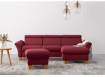 Ecksofa OTTO HOME "Lindgren L-Form", rot (bordeaux), B:258cm H:84cm T:169cm, 100% Polyester, Sofas, Ecksofa, wahlweise mit Bett mit klappbaren Rollen, Kasten und Kopfverstellung