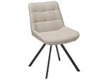 Livetastic Stuhl Echtleder, Beige, Metall, Leder, Echtleder, Büffelleder, Flachrohr, 56x86x60 cm, Esszimmer, Stühle, Esszimmerstühle, Lederstühle