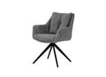 Mid.you , Grau, Schwarz , Metall, Textil , 65.5x84.5x66 cm , Sitzfläche 360° drehbar ,