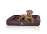 Knuffelwuff Orthopädisches Hundebett aus Laser gestepptem Kunstleder Hampstead braun XXL