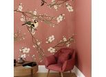 Fototapete SUPERFRESCO EASY "Vögel & Blüten", rosa, H:2,8m L:2,8m, Vlies, Tapeten, Design Tapeten