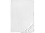 Spannbettlaken BIBERNA "THEA Baumwoll-Jersey mit Elasthan, 160 g/m²", weiß, 1 Stk., Jersey-Elasthan, 90-100x190-220 25cm, Jersey-Elasthan, Obermaterial: 97% Baumwolle, 3% Elasthan, Bettlaken, Spannbettlaken, Bettlaken für Matratzen bis 25 cm Höhe, pflegeleicht, bügelfrei
