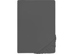 Spannbettlaken BIBERNA "THEA Baumwoll-Jersey mit Elasthan, 160 g/m²", grau (titanium), 1 Stk., Jersey-Elasthan, 90-100x190-220 25cm, Jersey-Elasthan, Obermaterial: 97% Baumwolle, 3% Elasthan, Bettlaken, Spannbettlaken, Bettlaken für Matratzen bis 25 cm Höhe, pflegeleicht, bügelfrei