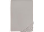 Spannbettlaken BIBERNA "Conny", grau (sturmgrau), 1 Stk., Jersey-Elasthan, 140-160x200-220 40cm, Jersey-Elasthan, Obermaterial: 95% Baumwolle, 5% Elasthan, Bettlaken, Spannbettlaken, hochwertiges Jersey-Elasthan geeignet für Wasser- und Boxspringbetten