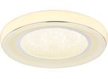 GLOBO LIGHTING Deckenleuchte "MICKEY", weiß, 1, Ø 65cm H: 9,5cm, 1 Stk., Leuchten, Deckenleuchte Weiß/Chrom, Opal/Kristalle, dimmbar, LED 30W, Deckenleuchte