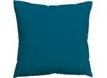 Kissenbezug SCHLAFGUT "Premium Kissenbezug Knitted Jersey (1 St)", blau (petrol deep), B:80cm L:80cm, Jersey, Obermaterial: 95% Baumwolle, 5% Elasthan, Kissenbezüge, Kissenbezug, Ton-in-Ton Reißverschluss, Bio-Baumwolle mit Elasthan, Uni, OEKO Tex