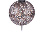LED Solarleuchte GLOBO LIGHTING "SOLAR", silber (silberfarben), H:40cm Ø:28,5cm, Leuchten, Solarlampe für Garten, Toller Lichteffekt, Solarkugel mit Erdspieß