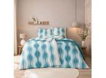 Bettwäsche ESTELLA "Marisol", blau (cyan), B/L: 135cm x 200cm, Mako-Interlock-Jersey, B/L: 80cm x 80cm, 2 Stk., Mako-Interlock-Jersey, Obermaterial: 100% Baumwolle, Bettwäsche, Bettwäsche