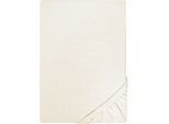Spannbettlaken BIBERNA "Leila", beige (natur), L:200cm, Jersey, Obermaterial: 100% Baumwolle, Bettlaken, Spannbettlaken, Bettlaken aus 100% Baumwolle, für Matratzenhöhen bis 22 cm