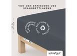 Spannbettlaken SCHLAFGUT "PURE Bio-Baumwolle mit Elasthan, 170 g/m², Bettlaken, Spannbetttuch", grau (grau deep), 1 Stk., Jersey, 120-130x200-220 30cm, Jersey, Obermaterial: 95% Baumwolle, 5% Elasthan, Bettlaken, Spannbettlaken, PREMIUM Laken für Matratzen bis 30cm Höhe, dehnbar blickdicht, straff