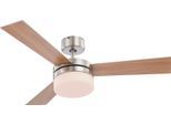 GLOBO LIGHTING Deckenleuchte "ALANA", nickel matt, 1 Stk., Leuchten, Ventilator/antik/Wohnbereich/Schlafzimmer/Holz / 3 Flügel, Deckenleuchte