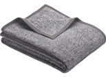Wohndecke BUGATTI "Amersfoort", grau (dunkelgrau), B:150cm L:200cm, Mischgewebe, Wohndecken, Wohndecke, mit dezentem Muster, Kuscheldecke