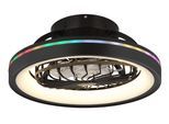 GLOBO LIGHTING Deckenleuchte "DEANNE", schwarz matt, Ø 48cm H: 20cm, 1 Stk., Leuchten, Ventilator opal kühlen-heizen RGB Regenbogen modern Wohnzimmer, Deckenleuchte