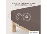Spannbettlaken SCHLAFGUT "PREMIUM Mako-Zwirn-Jersey, 220 g/m², 95% Bio-Baumwolle, 5% Elasthan", beige (sand deep), 1 Stk., Mako-Zwirn-Jersey, 180-200x200-220 30cm, Mako-Zwirn-Jersey, Obermaterial: 95% Baumwolle, 5% Elasthan, Bettlaken, Spannbettlaken, Bettlaken bis 30 cm Höhe, PREMIUM-Qualität langlebig, perfekter Sitz