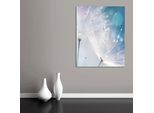 Garderobenleiste QUEENCE "Dandelion", blau (blau, weiß), B:100cm H:120cm T:3cm, Acrylglas, Garderobenhalter, Wand Garderobe, Pflanze, Pusteblume, platzsparend