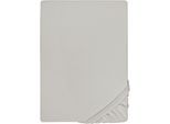 Spannbettlaken BIBERNA "THEA Baumwoll-Jersey mit Elasthan, 160 g/m²", grau (sturmgrau), 1 Stk., Jersey-Elasthan, 140-160x200-220 25cm, Jersey-Elasthan, Obermaterial: 97% Baumwolle, 3% Elasthan, Bettlaken, Spannbettlaken, Bettlaken für Matratzen bis 25 cm Höhe, pflegeleicht, bügelfrei