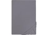 Spannbettlaken BIBERNA "Leila", silber (silber, grau), L:200cm, Jersey, Obermaterial: 100% Baumwolle, Bettlaken, Spannbettlaken, Bettlaken aus 100% Baumwolle, für Matratzenhöhen bis 22 cm
