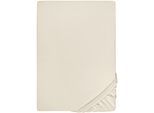 Spannbettlaken BIBERNA "Conny", grau (hellgrau), 1 Stk., Jersey-Elasthan, 180-200x200-220 40cm, Jersey-Elasthan, Obermaterial: 95% Baumwolle, 5% Elasthan, Bettlaken, Spannbettlaken, hochwertiges Jersey-Elasthan geeignet für Wasser- und Boxspringbetten