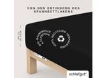Spannbettlaken SCHLAFGUT "PURE Bio-Baumwolle mit Elasthan, 170 g/m², Bettlaken, Spannbetttuch", schwarz (off, schwarz), 1 Stk., Jersey, 120-130x200-220 30cm, Jersey, Obermaterial: 95% Baumwolle, 5% Elasthan, Bettlaken, Spannbettlaken, PREMIUM Laken für Matratzen bis 30cm Höhe, dehnbar blickdicht, straff