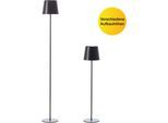 LED Außen-Stehlampe BRILLIANT "Kaami - mobile LED Außen Stehlampe", schwarz, H:129cm Ø:18cm, Leuchten, Akkubetrieben, 129 cm, 350 lm, 3000 K, 3-Stufen dimmbar, Metall