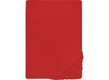 Spannbettlaken BIBERNA "Marc", rot, L:200cm, Jersey, Obermaterial: 100% Baumwolle, Bettlaken, Spannbettlaken, aus Baumwolle, für Matratzen bis 22 cm Höhe, Bettlaken, Spannbetttuch