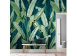 Fototapete SUPERFRESCO EASY "Blätter", blau (blau, grün), B:2m L:2,8m, Vlies, Tapeten, Blau/Grün - 280cmx200cm
